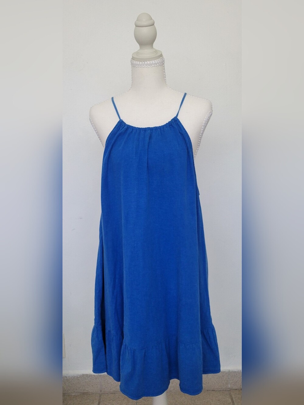 Zara Royal Blue Halter Mini Dress Small Beach Resortwear Casual Summer